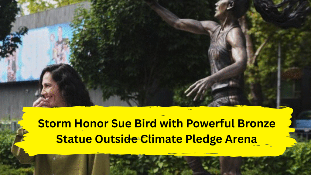 Storm Honor Sue Bird with Powerful Bronze Statue